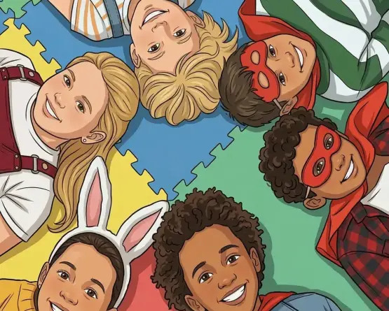 ninos-disfrazados-jugando-en-circulo